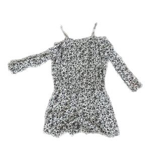 Monochromatic floral smooth jumpsuit for girls